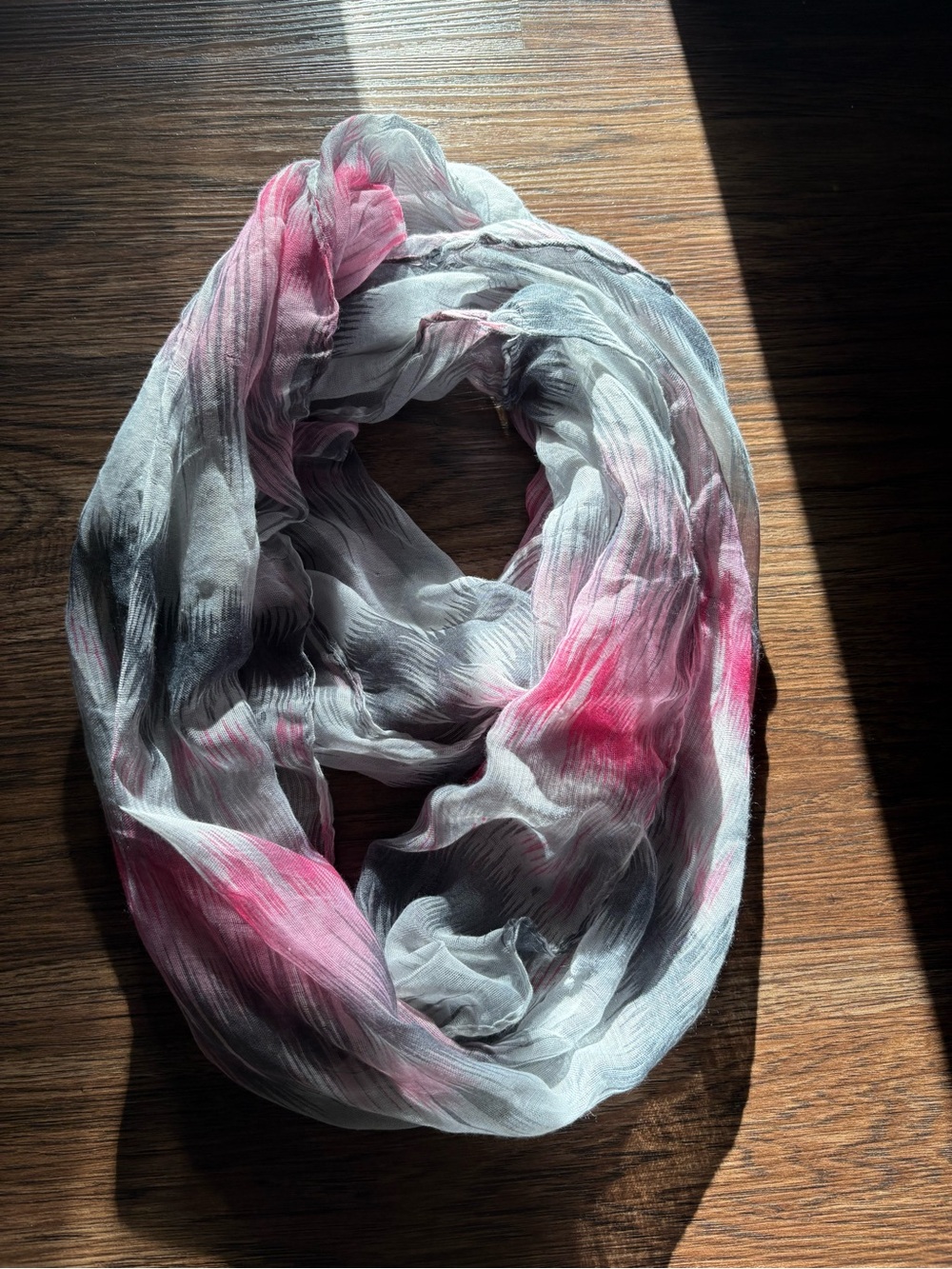 Lightweight Pink and Gray Women's Infinity Scarf